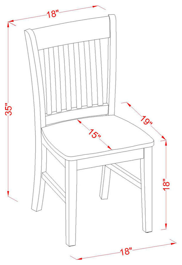 5Pc Wood Dining Set, Rectangle Table, 4 Chairs, Hardwood Seat, Black-Cherry