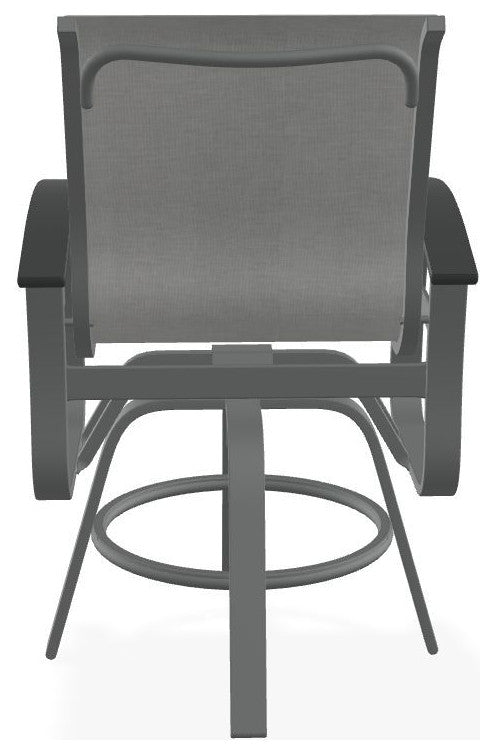 Belle Isle Sling Balcony Height Outdoor Swivel Chair, Alloy/Graphite