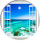 Open Window To Wavy Ocean, Seashore Disc Metal Wall Art, 23"