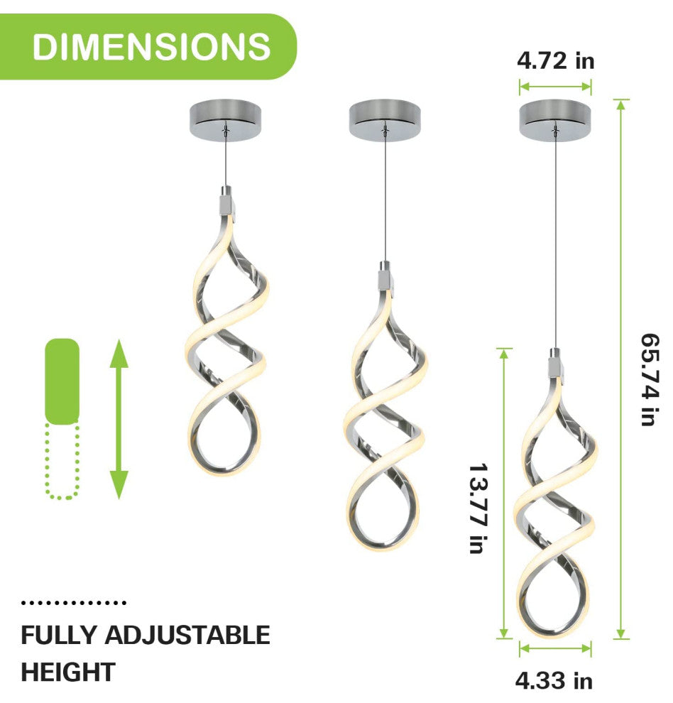 Pendant Light, Integrated LED Kitchen Lighting, Set of 3