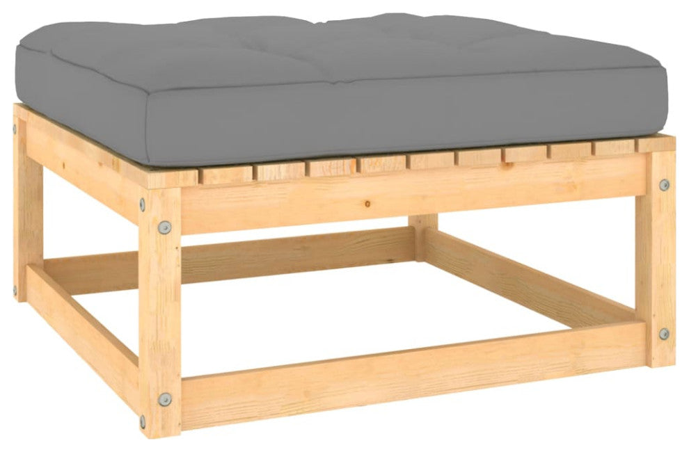 vidaXL Patio Footstools With Cushions 2 pcs Solid Pinewood