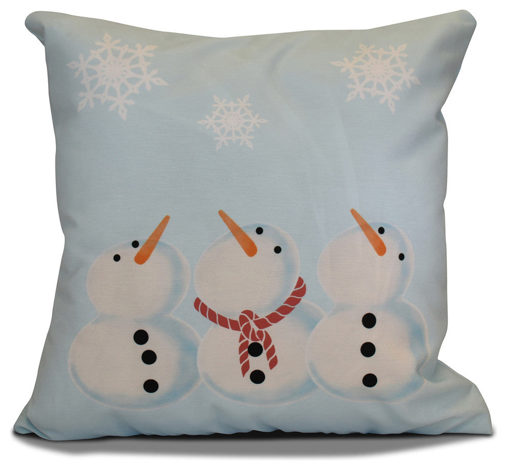 Decorative Holiday Pillow Geometric Print, Light Blue, 16"x16"