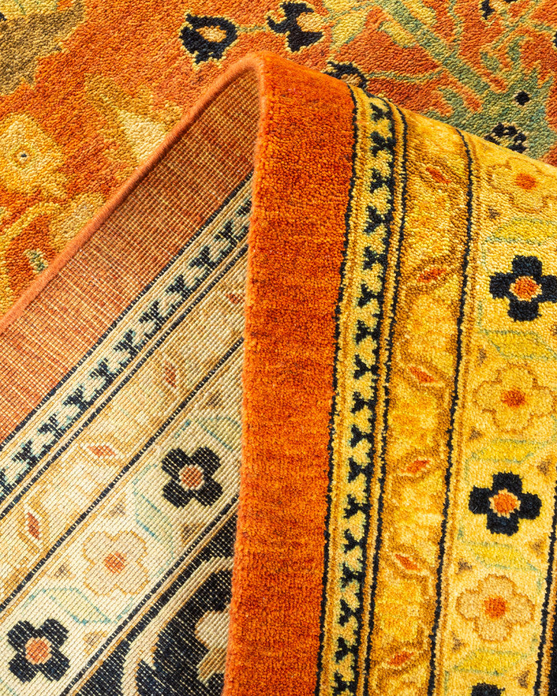 Eclectic, One-of-a-Kind Hand-Knotted Area Rug Orange, 9' 2" x 11' 10"