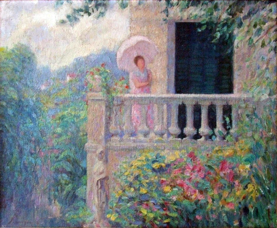 Henri Lebasque A Lady on the Balcony, 20"x25" Wall Decal