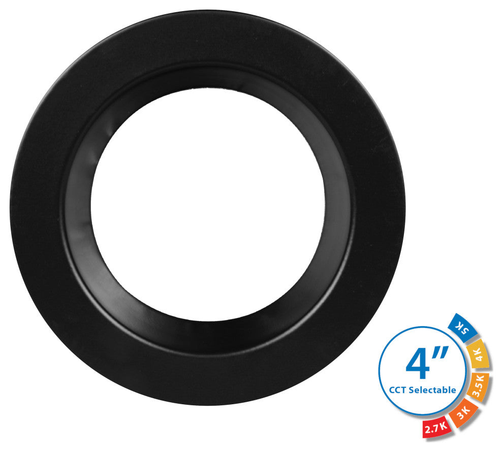DLR(v6) Recessed LED Downlight, Black, Selectable Cct, 1 Pack
