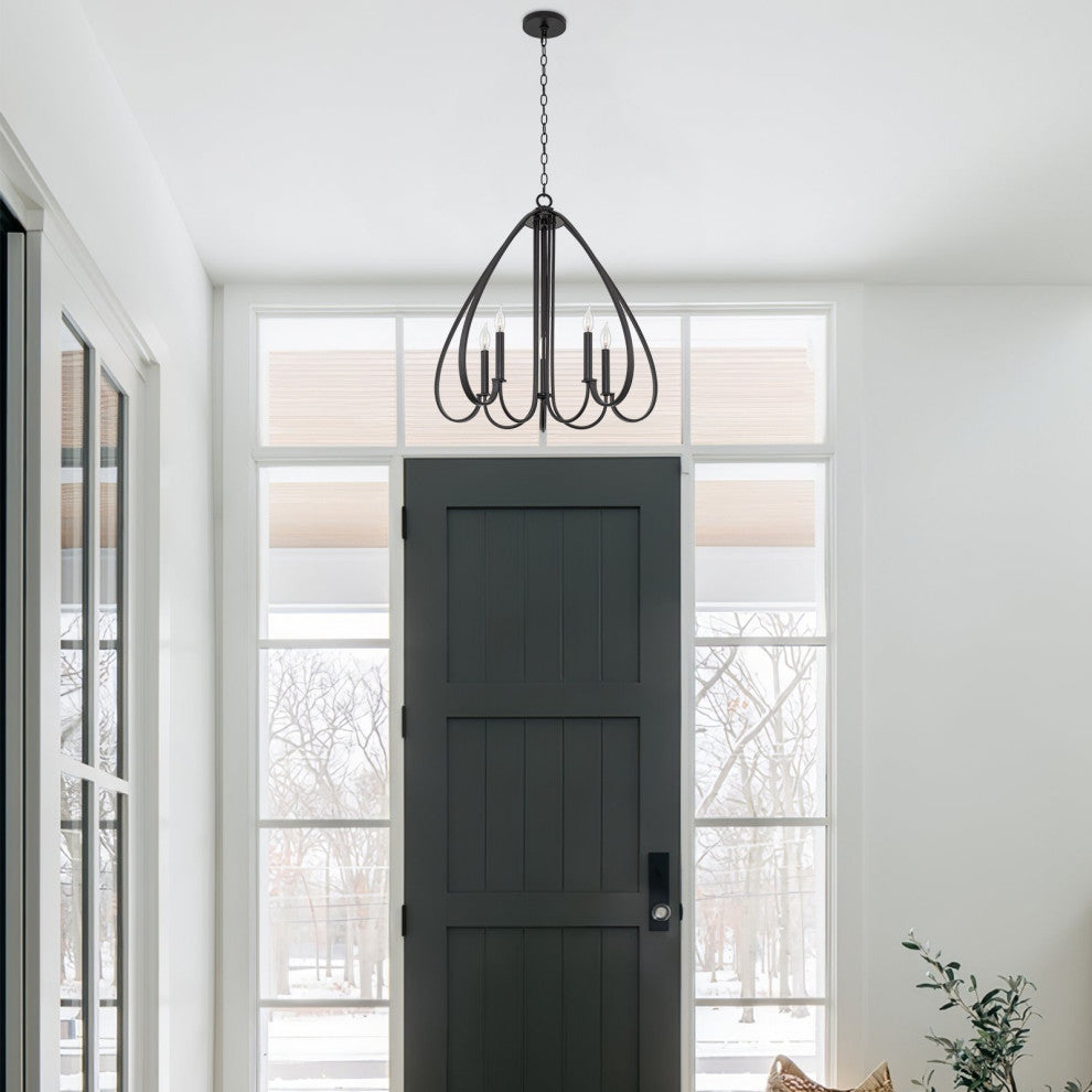 Kira Home Yarbrough 27" Farmhouse Pendant Chandelier, Delicate Curved Pendant