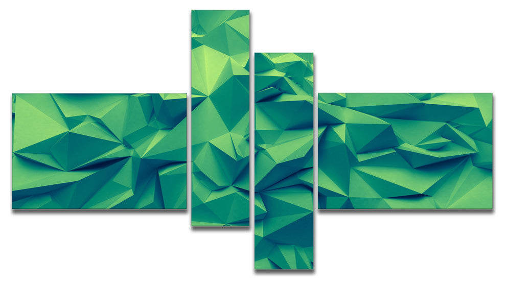 Trendy Emerald Green Background, Abstract Canvas Art Print, 60"x32", 4 panels