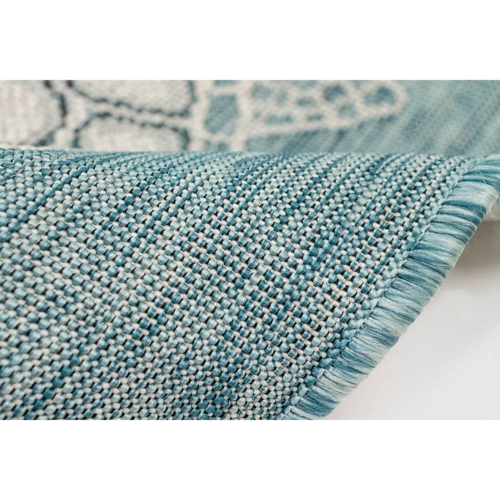Carmel Seaturtles Indoor/Outdoor Rug, Aqua, 1'11"x7'6" Runner