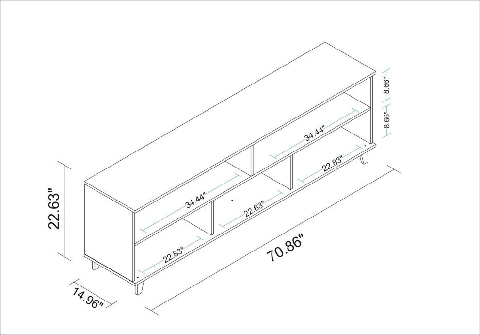 Warren 71" TV Stand, White and Oak