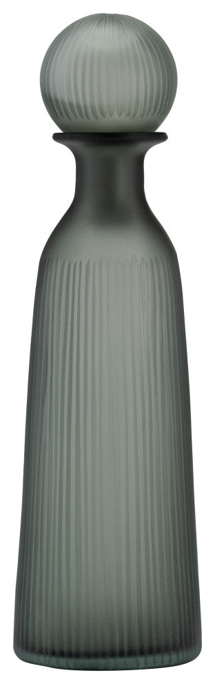 Glass, 17"H Vase, Lid, Green/Smoke