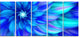 Massive Blue Fractal Flower, Floral Canvas Art Print, 60"x28", 5 Panels