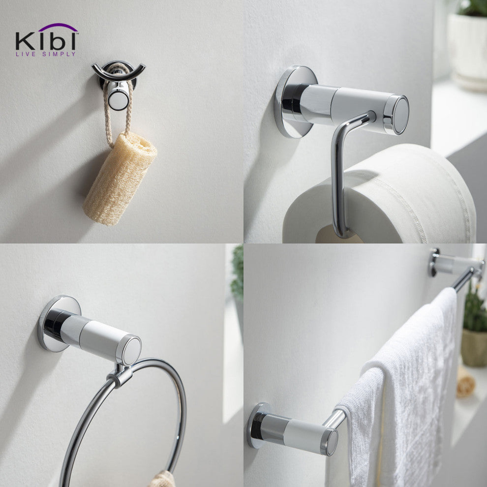 Abaco 4-Piece Bathroom Accessory Set, Chrome White