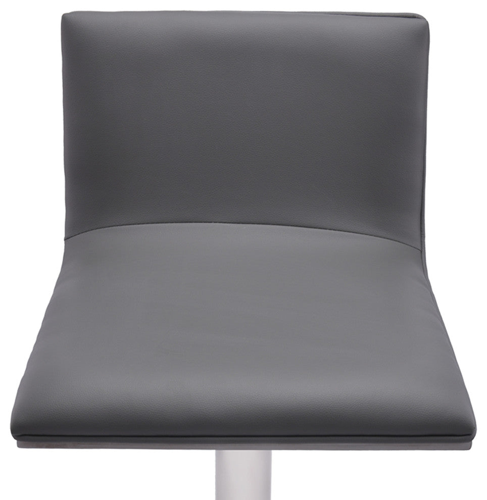 Crystal Swivel Bar Stool, Adjustable, Brushed Stainless Steel, Gray