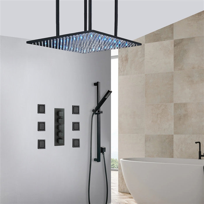 Fontana Rieti 20" Mist Rainfall Matte Black Shower System With Handheld Shower