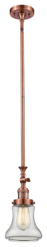 Bellmont 1-Light LED Mini Pendant, Antique Copper, Glass: Clear
