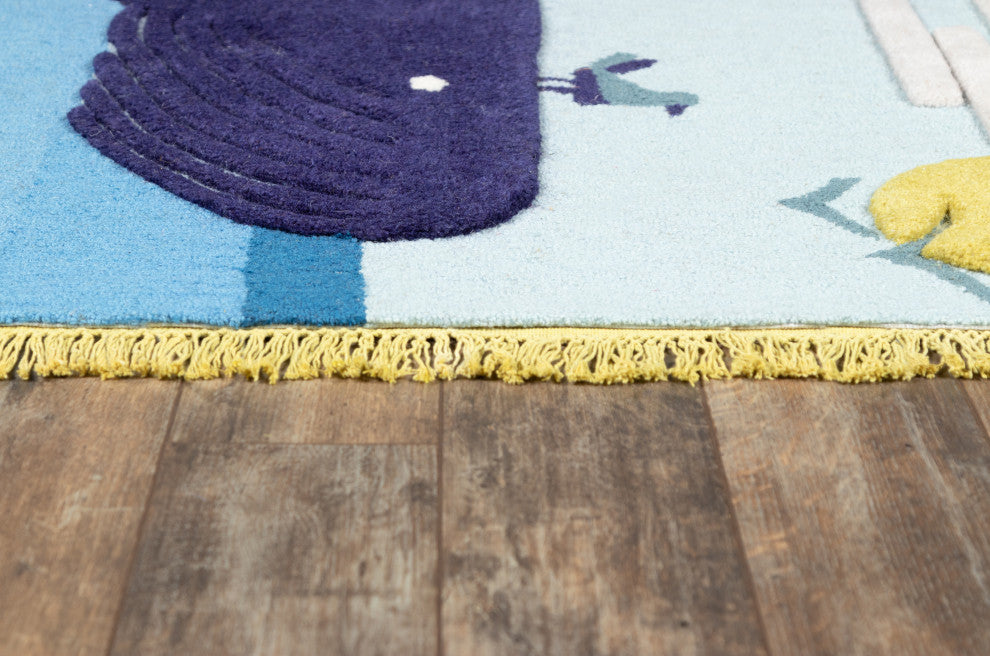 Novogratz Atticus Noah Hand Tufted Wool Blue Area Rug 3'x5'