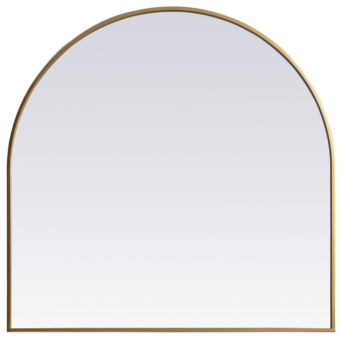 Elegant Decor Metal Frame Arch Mirror 36X36" in Brass