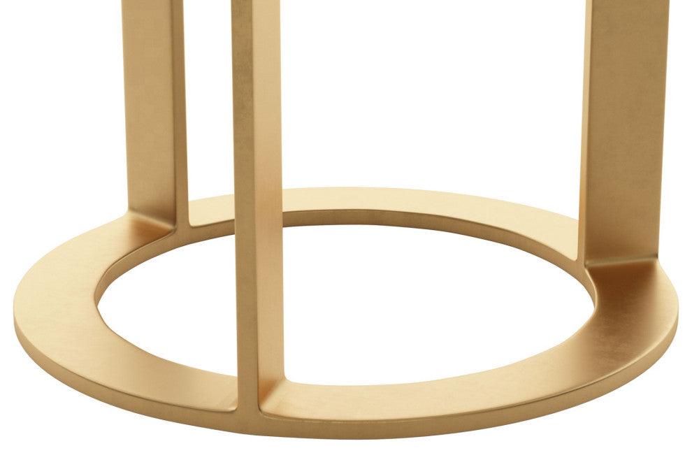 Sofa Side Table, Round, Artificial Marble, Aluminum Metal, White, Gold, Lounge