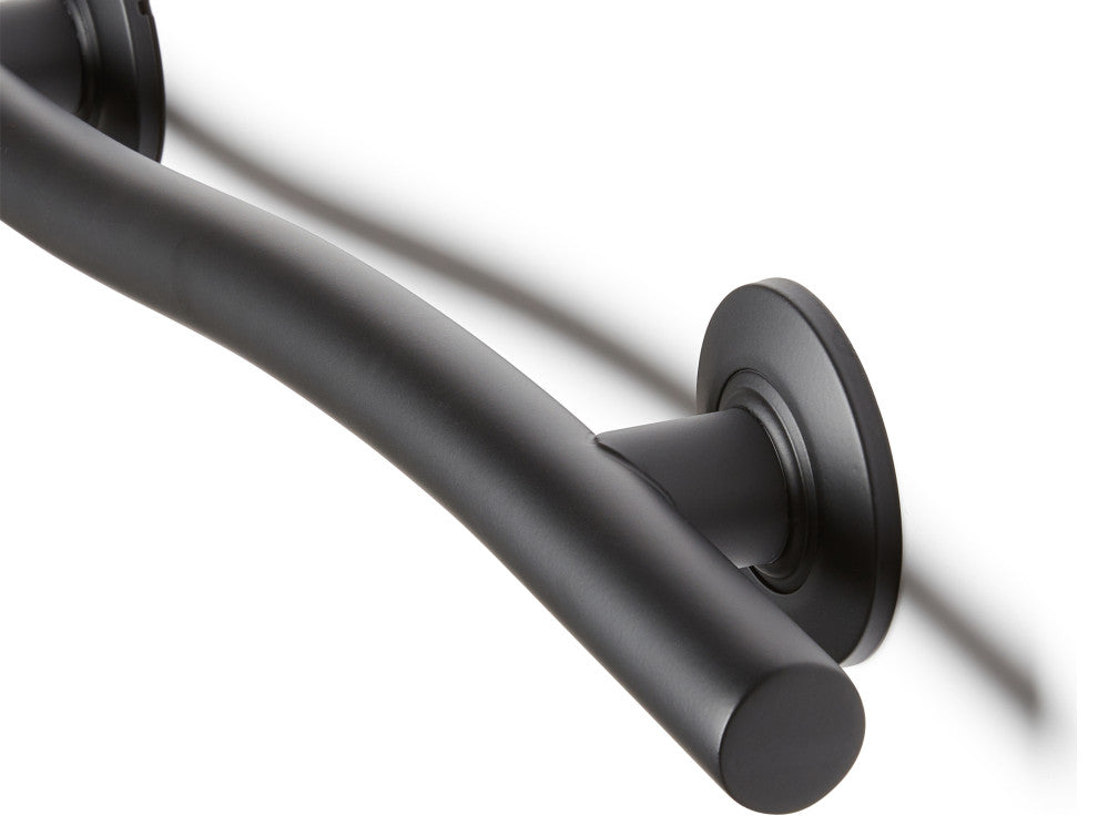 Wave Design Shower Grab Bar, Matte Black, 36"