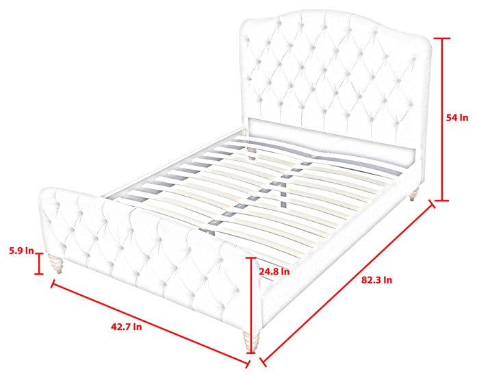 Calliope Bed Blush Velvet Twin Diamond Tufted Headboard and Footboard