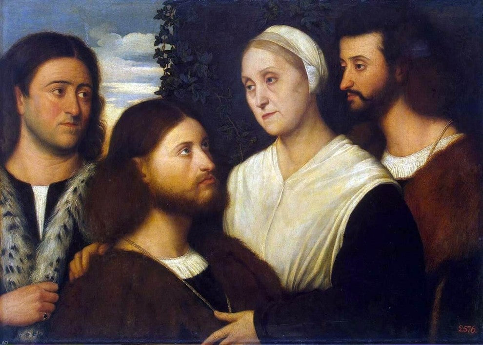 Bernardino Licinio Family Portrait, Gallery Wrapped Canvas Print, 18"x27"