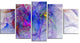 Blue Mystic Psychedelic Texture, Contemporary Art on Canvas, 60"x32", 5 Panels