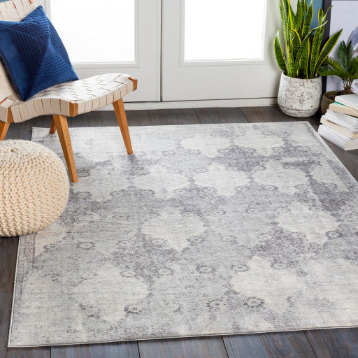 Surya Roma ROM-2316 6'7"x9' Rug, Medium Gray/Light Gray/White