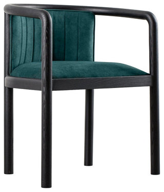Alton Dining Chair, Black Wood, Emerald Material