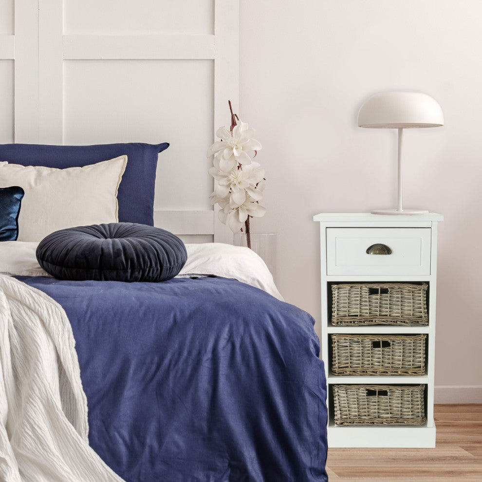 Hamptons Accent Nightstand Inset With 3 Baskets