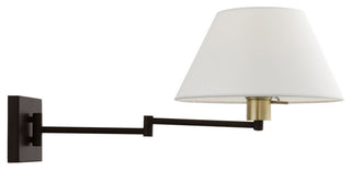 1 Light Bronze With Antique Brass Accent Swing Arm Wall Lamp