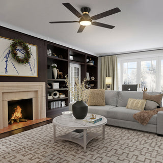 CARRO Flush Mount Ceiling Fan With Dim LED Light and Remote Smart 52" 5-Blade, Reversible Blade