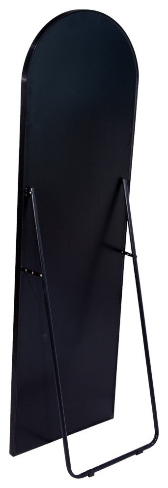 Rectangular Aluminum Framed Freestanding Bedroom Mirror, Black, 20'' X 63''