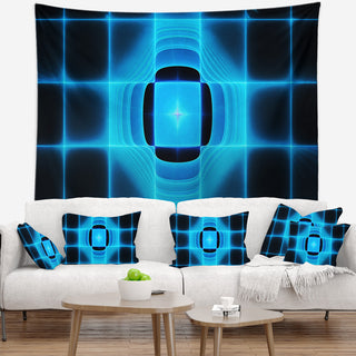 Blue on Black Thermal Infrared Visor Abstract Wall Tapestry, 39"x32"