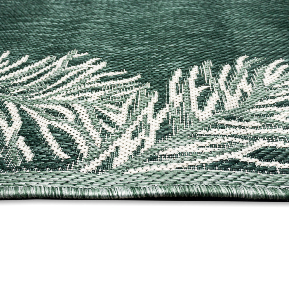 Malibu Pine Border Indoor/Outdoor Rug, Green, 8'10"x11'9"