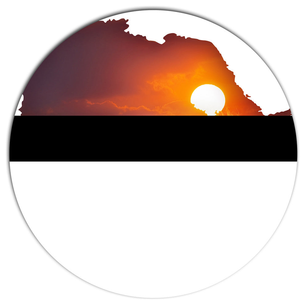 Africa Map With Lion At Sunset, Disc Metal Wall Art, 23"