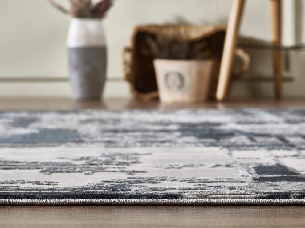 Abani Vista VST130B Distressed Blue Grey Area Rug
