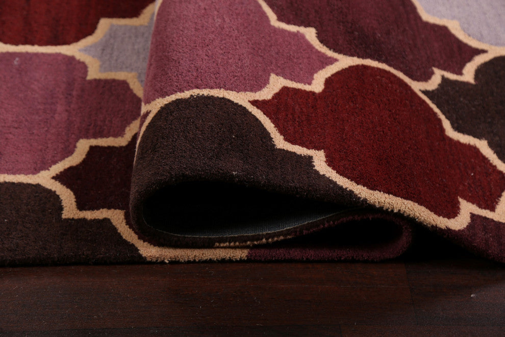 Contemporary Trellis Oriental Area Rug Hand-tufted Wool Carpet 8x11