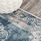 Rosalia Cottage Medallion Area Rug, Ivory/Blue, 5x8