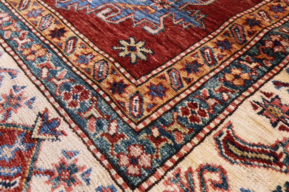 8' 9" X 12' 0" Handmade Super Kazak Geometric Rug Q10611