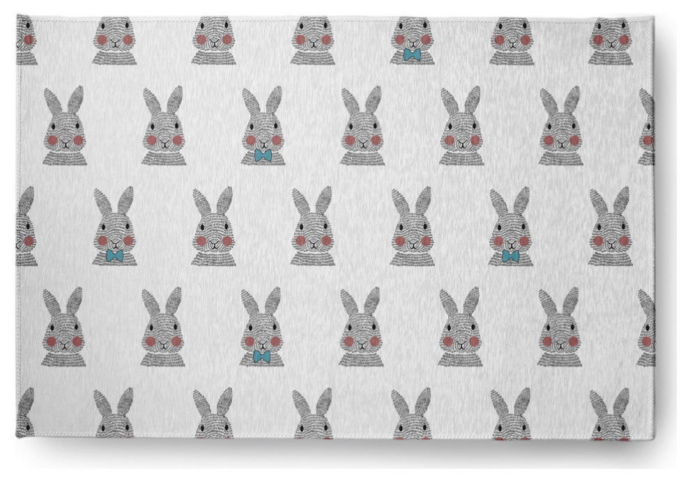 Bunny Fluffle Easter Chenille Rug, Explorer Blue, 4'x6'