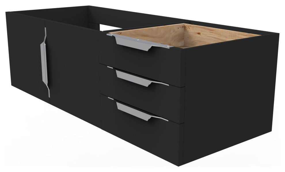 CastelloUSA Alpine 48" Wall Mounted Vanity, Base Only, Black, Brushed Nickel