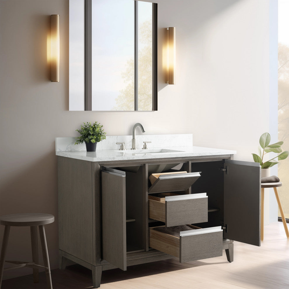 Vanity Art Bathroom Vanity With Sink, Driftwood Gray, 48" Single