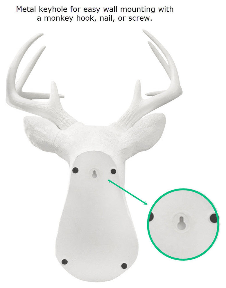 Resin Deer Head Antler Art, White