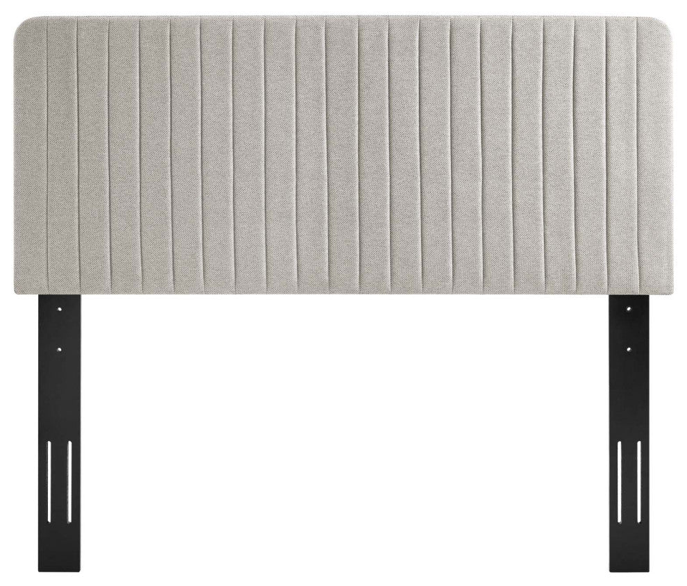 Milenna Channel Tufted Upholstered Fabric Twin Headboard Oatmeal