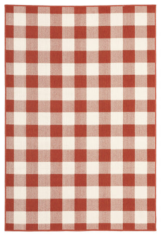 Oriental Weavers Meridian Red/ Ivory Geometric Indoor/Outdoor Rug 5'3"X7'6"