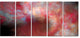 Red Starry Fractal Sky, Abstract Canvas Art Print, 60"x28", 5 Panels