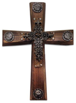 Wood Cross With Star Cross Overlay