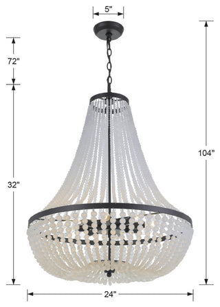 Crystorama 609-MK, 8-Light Chandelier, Matte Black