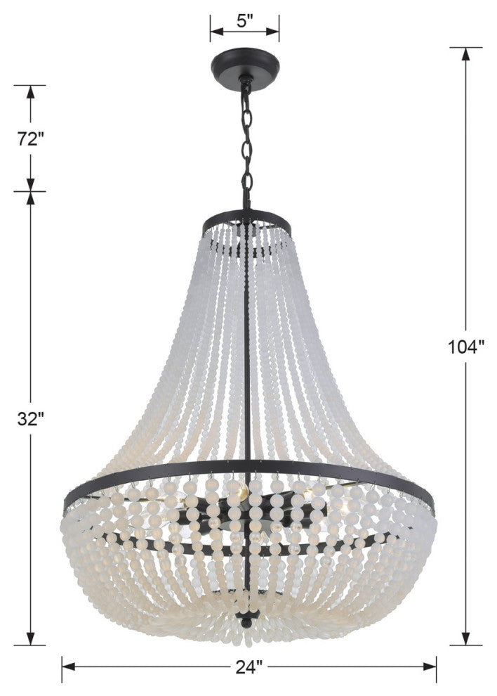 Crystorama 609-MK, 8-Light Chandelier, Matte Black