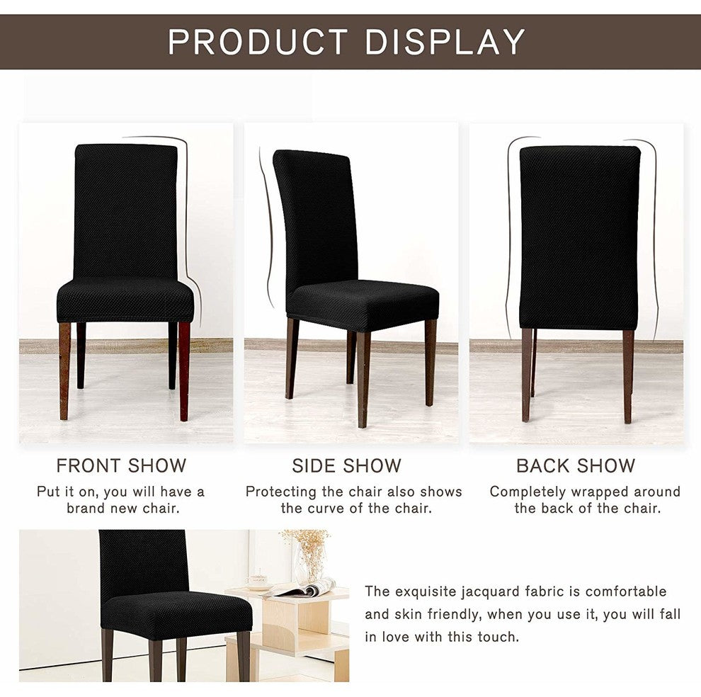 Subrtex Stretch Dining Room Chair Slipcovers, Black, 2pcs
